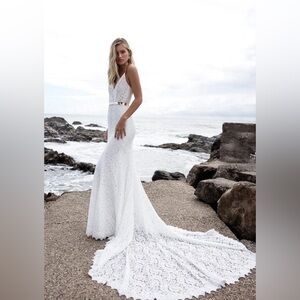 Made With Love Women's Jessie Lace Wedding Dress Sleeveless Ivory Size 8